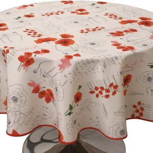 64" ROUND RED POPPIES FRENCH PROVENCE POLYESTER TABLECLOTH